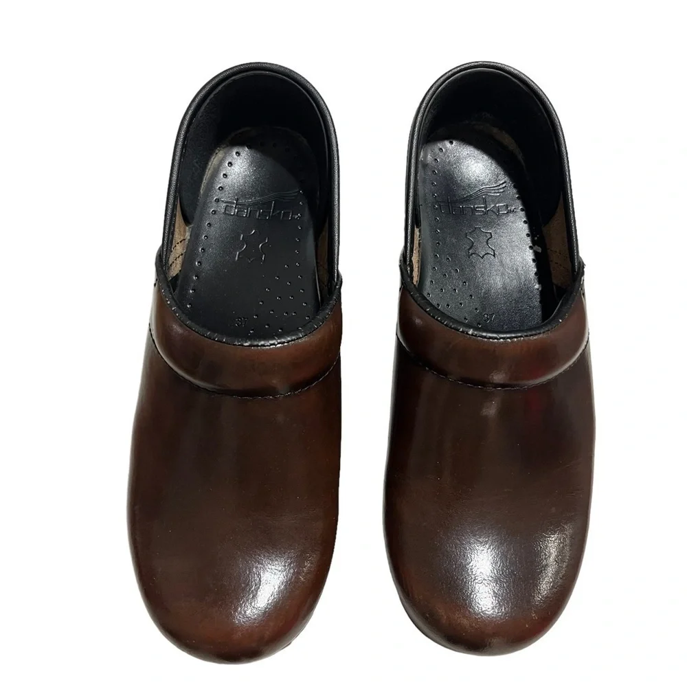 Dansko Professional Leather Clog Brown Size 37 Reinforced Toe - Picture 4 of 10